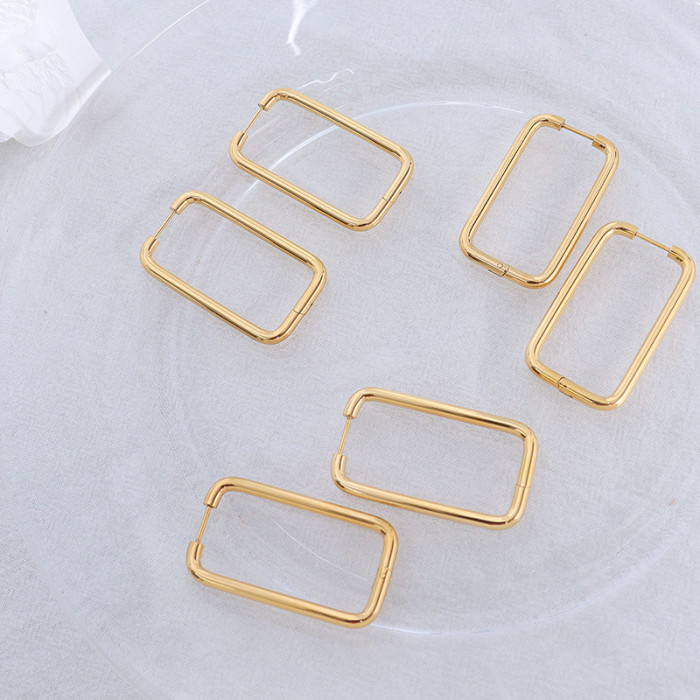 Vintage Gold Small Square Hoop Earrings for Women Geometric Handmade Earrings Bride Girl Party Wedding Jewelry Gift