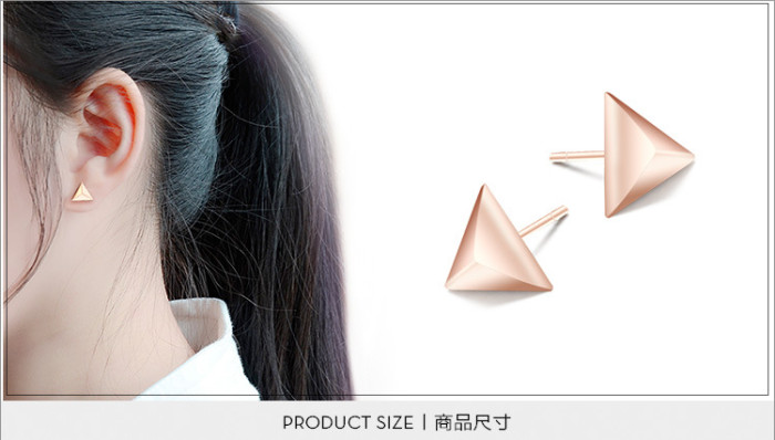 Fashion 3D Geometry Triangle Earrings Triangular Pyramid Stud Earrings for Women