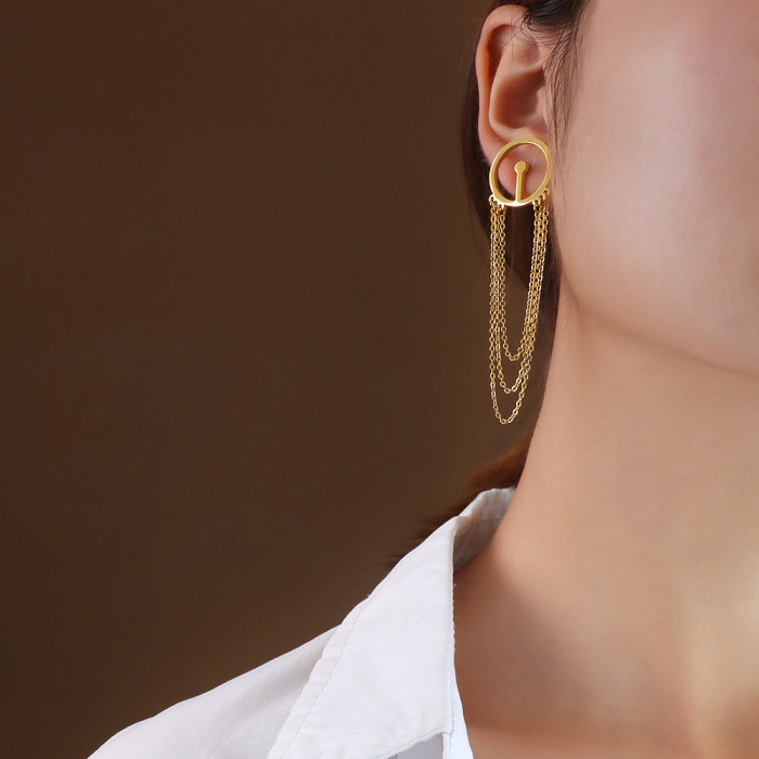 Ball Multi Layer Chain Tassel Earrings Buckle Hinged Circle Layered Cable Chains Women Drop Earrings