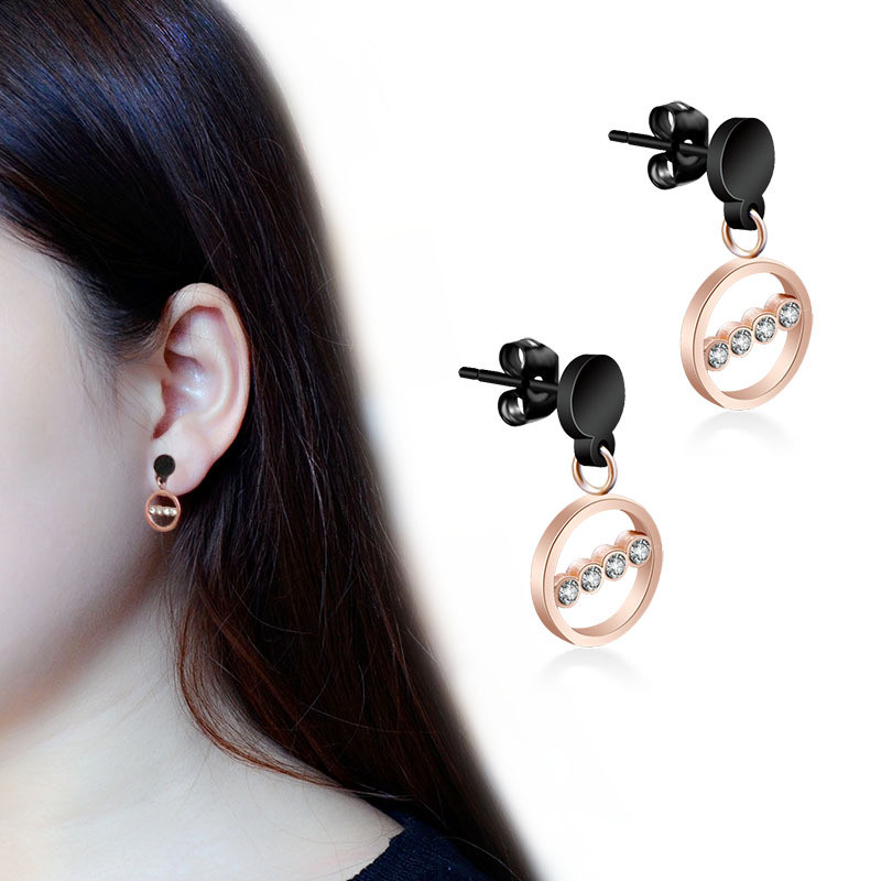 Circle Cubic Zircon Dangle Earrings For Women Wedding Jewelry