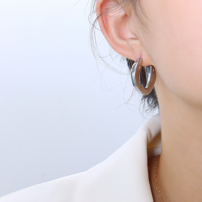 Irregular Geometric U Hoop Earrings Gold Silver Color Copper Metal Earrings for Women Minimalist Earrings Jewelry