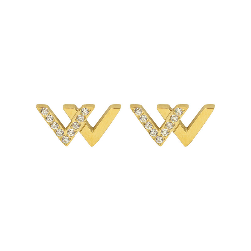 Letter W Shape Stud Earrings Fashion Jewelry For Women Christmas Gift