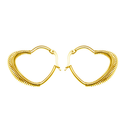 Gold Retro Temperament Spring Heart Hoop Earrings Light Luxury Irregular Drop Earring Jewelry
