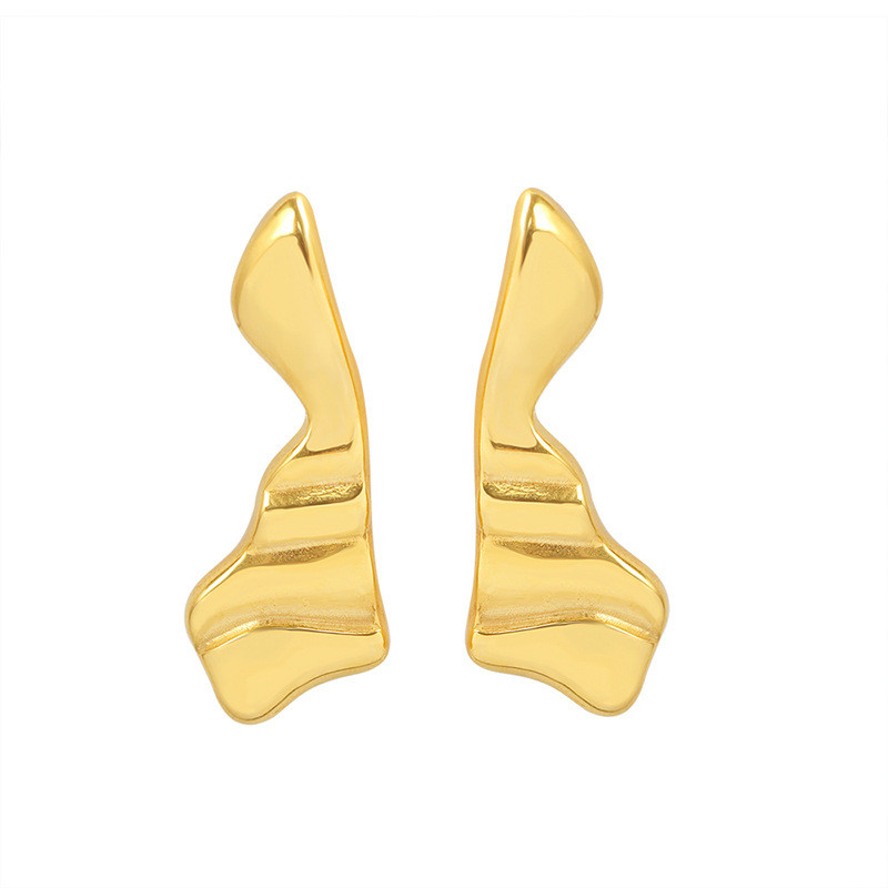 Romantic Irregular Wave Stud Earrings for Women Titanium Steel Plated Jewelry Aretes