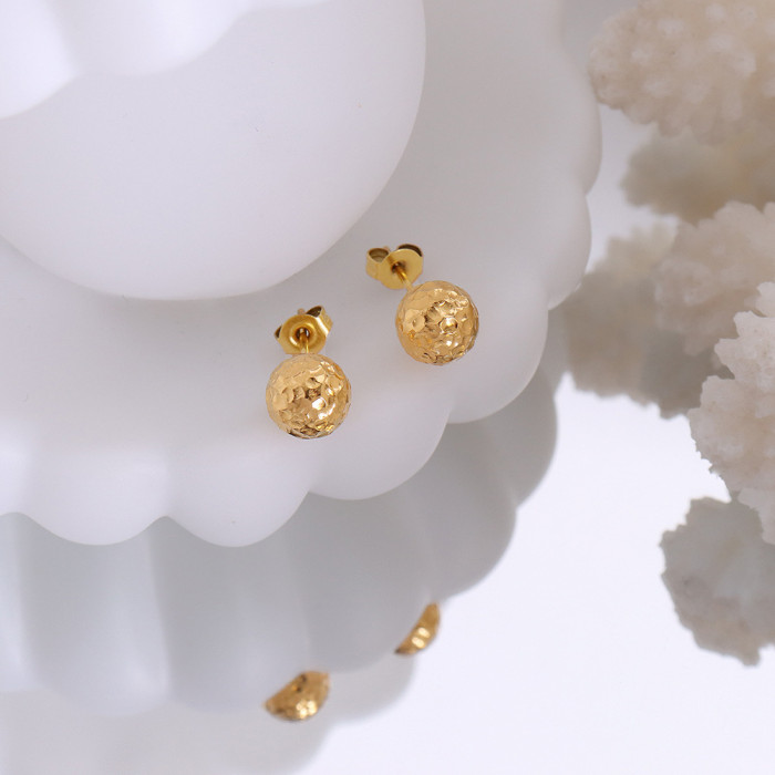 Cute Ball Earrings Amazing Gold Color Women Round Stud Earrings Women Jewelry
