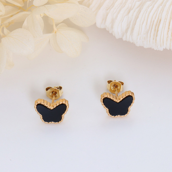 Hot Selling Fashion Jewelry Earrings Heart Exquisite Black Smart  Acrylic Butterfly Female Elegant Stud Earrings