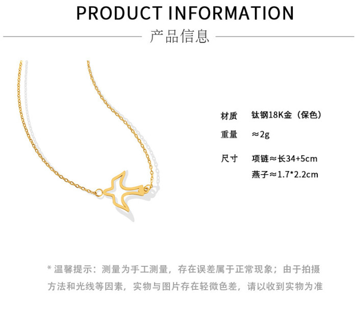 New Fashion Niche Design Swallow Silver Plated Jewelry Exquisite Hollow Bird Choke Personality Necklaces