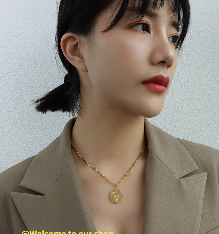Birth Mother Flower Neckalce 2022 New Month Necklace For Women Gift For Mom Gold Color Oval Pendant Necklace Collar Girl Jewelry