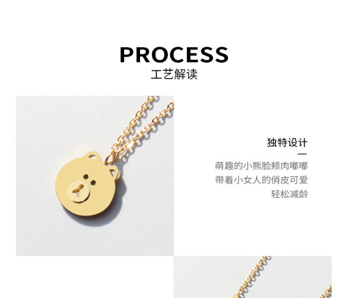 2022 Fashion Bear Pendant Stainless Steel Necklace Korean Exquisite Titanium Steel Bear Chain for Women Girls Jewelry