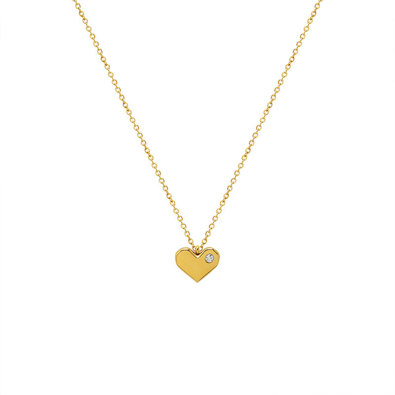 2022 New Fashion Women Temperament Heart Pendant Necklace Women Titanium Steel Zircon Inlaid Heart Shaped Necklace p944