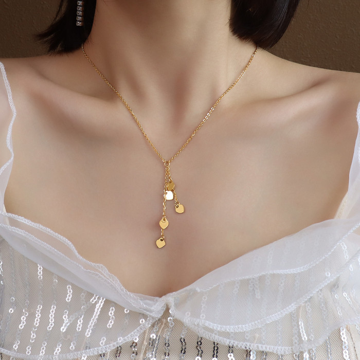 Vintage Long Gold Chain Necklace Statement Metal Heart Tassel Necklace Trendy Jewelry for Women