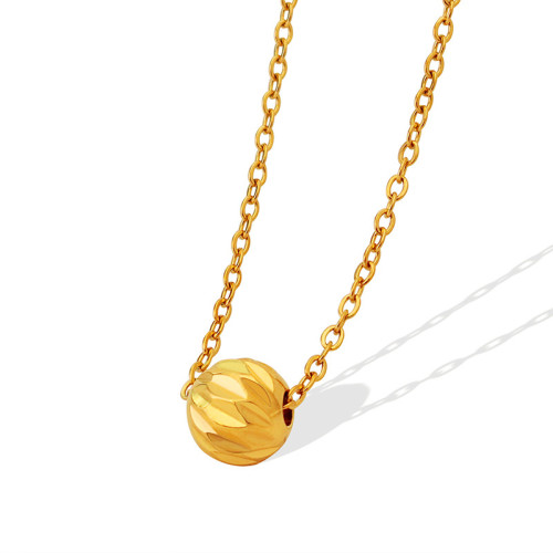Stainless Steel Gold Round Ball Choker Necklaces Jewelry Pendant Snake Chain Necklace For Women