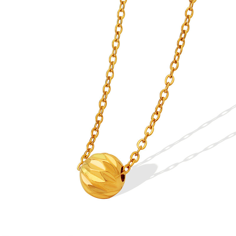 Stainless Steel Gold Round Ball Choker Necklaces Jewelry Pendant Snake Chain Necklace For Women