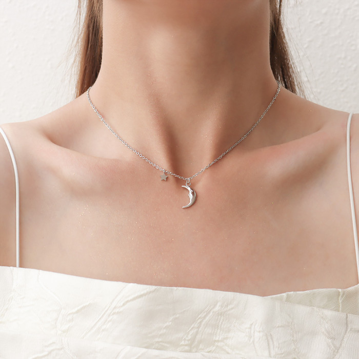 Star Necklace Woman Sexy Clavicle Chain Moon Pendant Gift for Friends High Jewelry
