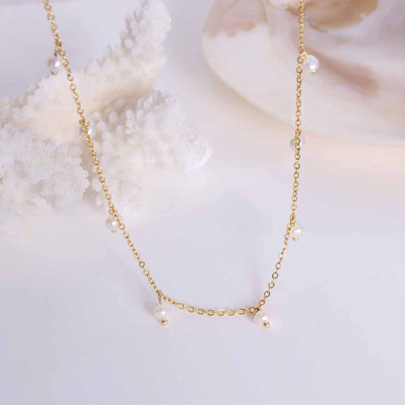 Fashion Women Necklace Choker Pearl Tassel Necklace Statement Ladies Collares Gold Color Alloy Jewelry Birthday Gift