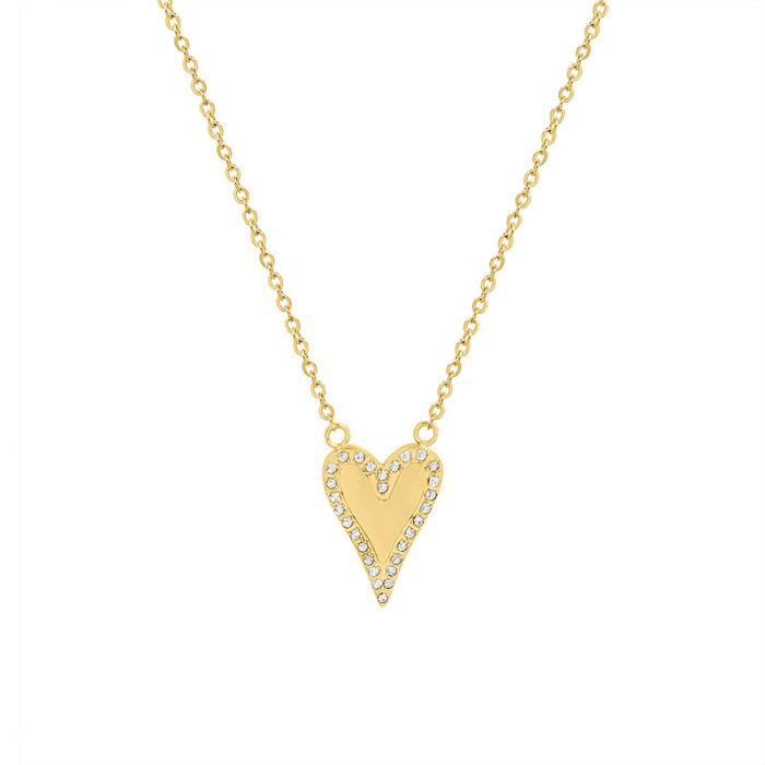 Hot Sale Inlaid Rhinestone Heart Necklace for Women Zircon Temperament Colar Stylish Vogue Pendant