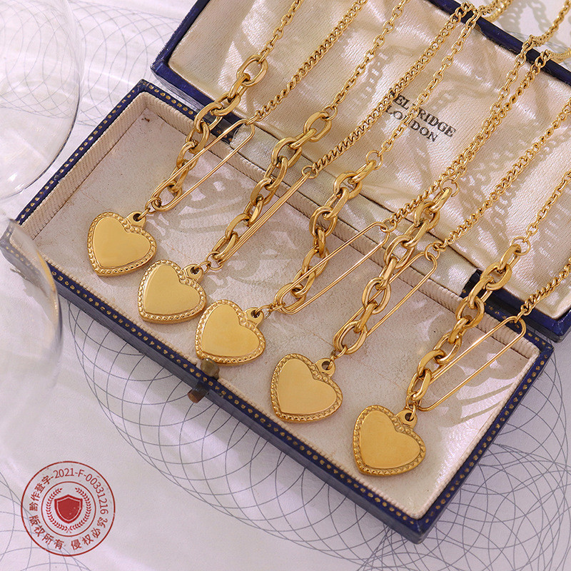Trend Vintage Simple Sweet LOVE Heart Splicing Chain Girls Party Jewelry Birthday Gift