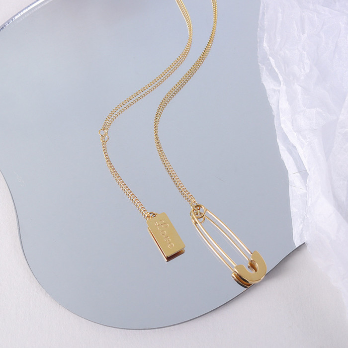18K Gold Plating Pin Letter Square Plate Pendants Necklaces for Women Necklaces Trend Elegant Wedding Jewelry