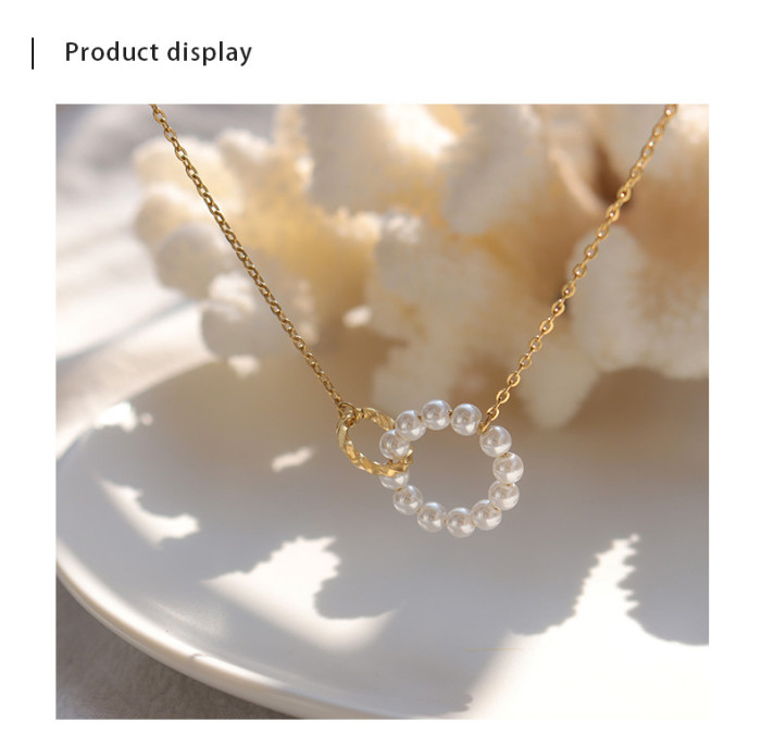 Retro Hollow Circle Pearl Necklace Fashion Personality Punk Party Jewelry For Women Feature Nmour Charm Gift All Season