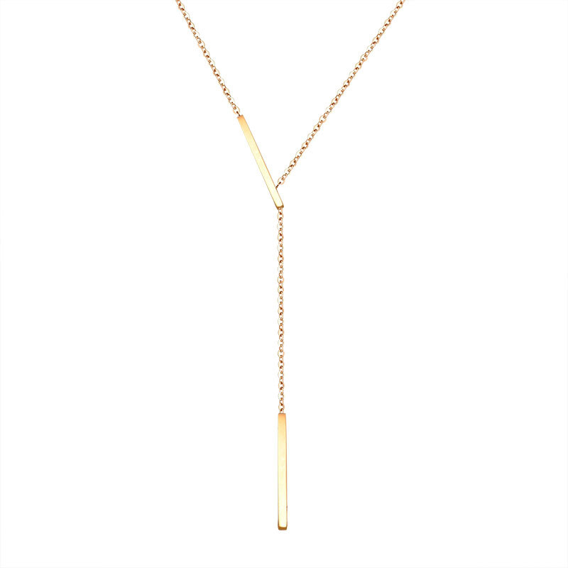 Chain Long Bar Necklace Tiny Y Shape NecklaceS Minimalist Pendant Charm