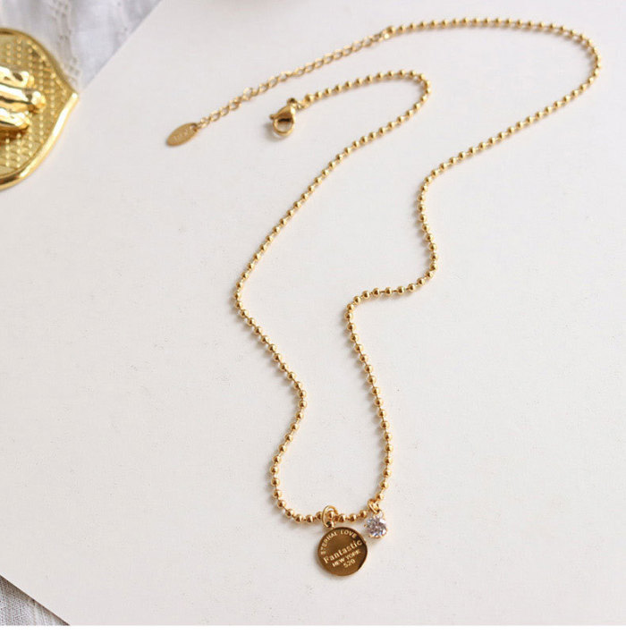 Korea New Geometric Round Double Layer Zircon Women's Chain Necklace Girl's Party Gift Simple Jewelry Necklace Pendant