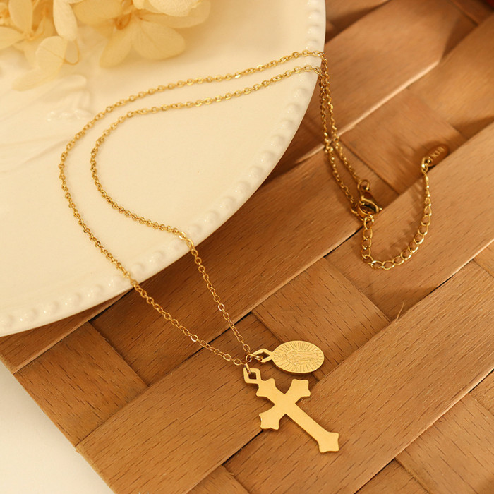 Long Chain Virgin Mary Cross Necklace Female Pendants Choker Necklace Collares Jewelry Gifts For Women