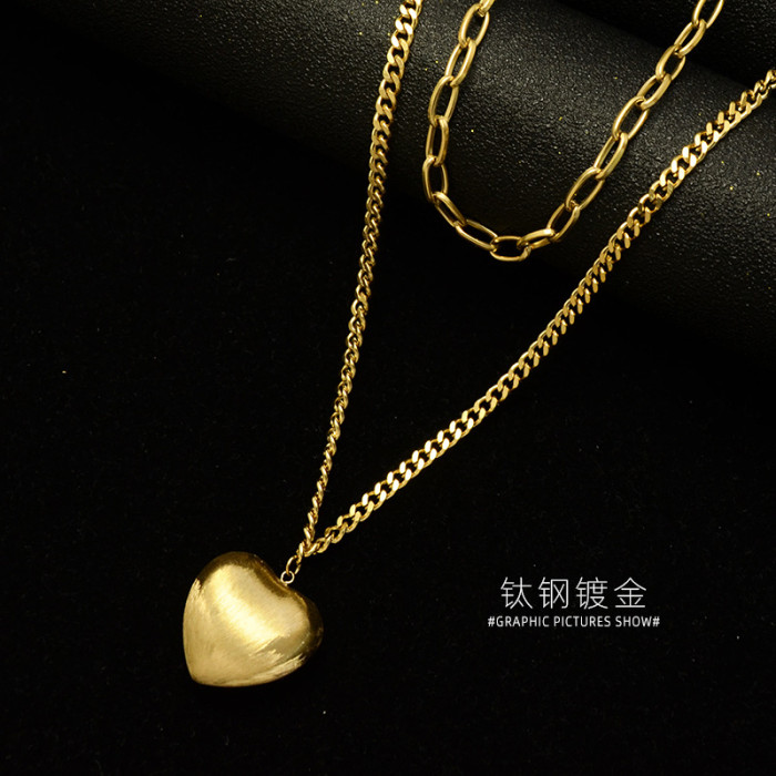 Autumn 2022 New French Retro Love Pendant Double Layer Necklace Chain Sweater Chain