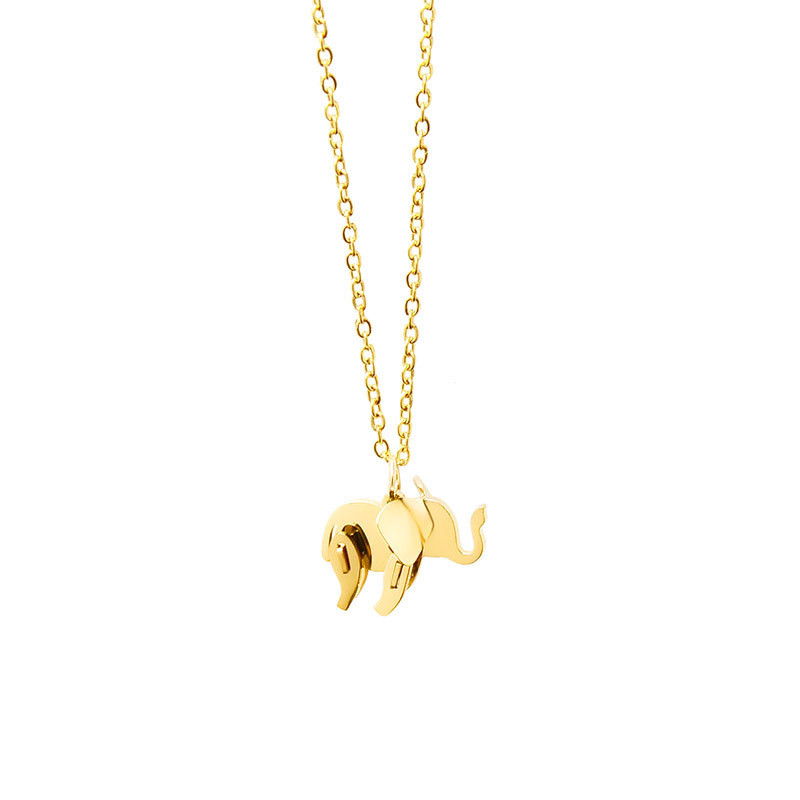 Stainless Steel Necklace For Women Man Cute Little Elephant Gold And Silver Color Pendant Necklace Engagement Jewelry