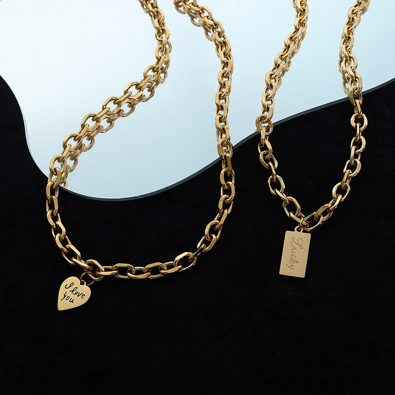 Thick Chain Clasp Gold Color Claps Necklaces Heart Pendant Necklaces for Women Minimalist Choker Necklace Hot Jewelry