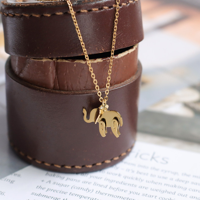 Stainless Steel Necklace For Women Man Cute Little Elephant Gold And Silver Color Pendant Necklace Engagement Jewelry p587