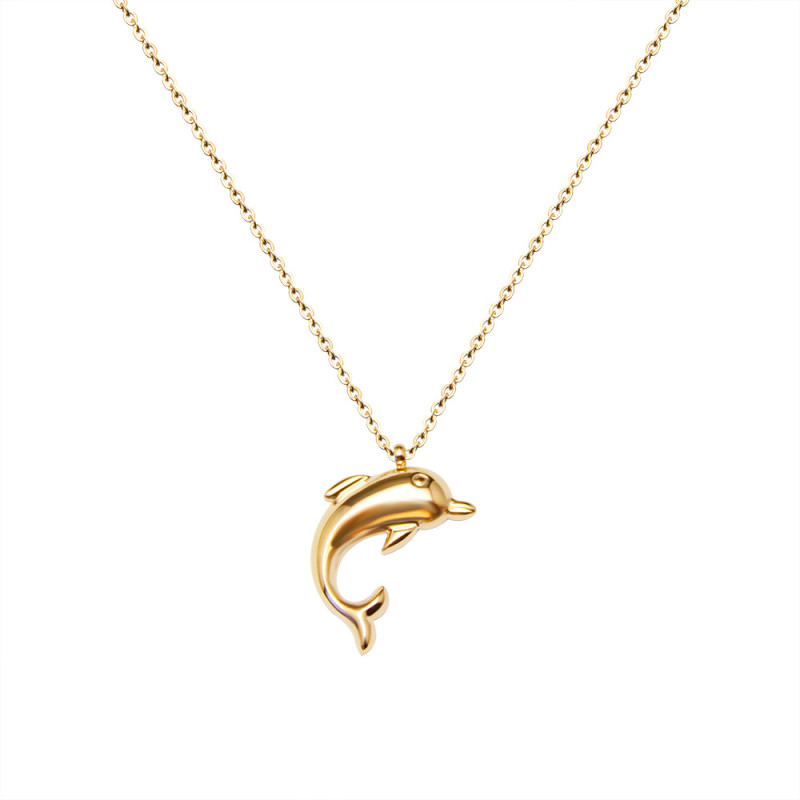 Titanium Steel Cute Dolphin Pendant Necklace for Women INS French Choker Chain Fashion Animal Jewelry Trend Collier Wholesale p106