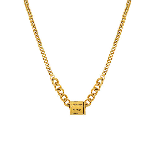 Thick Chain Gold Necklaces Cylinder Pendant Necklaces for Women Minimalist Choker Necklace Hot Jewelry