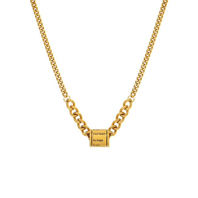 Thick Chain Gold Necklaces Cylinder Pendant Necklaces for Women Minimalist Choker Necklace Hot Jewelry