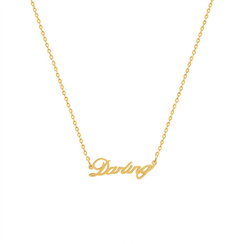 French Light Luxury English Letter Pendant Necklace For Women 18K Gold Plated Stainless Steel Choker Neclace Autumn Winter Style