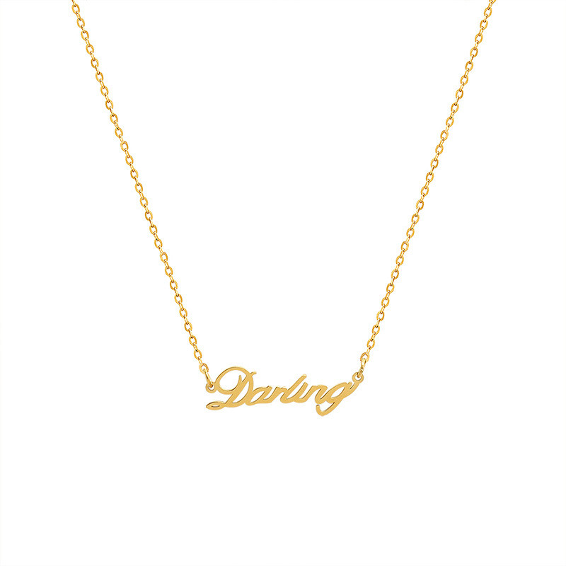 French Light Luxury English Letter Pendant Necklace For Women 18K Gold Plated Stainless Steel Choker Neclace Autumn Winter Style