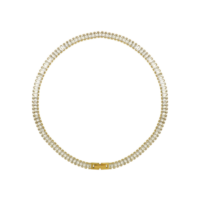Created Moissanite Gemstone Anniversary Full Diamond Chain Choker Unisex Necklace Fine Jewelry
