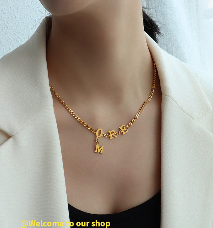 Stainless Steel Jewelry More Letter Necklace Women Fashion Clavicle Chain