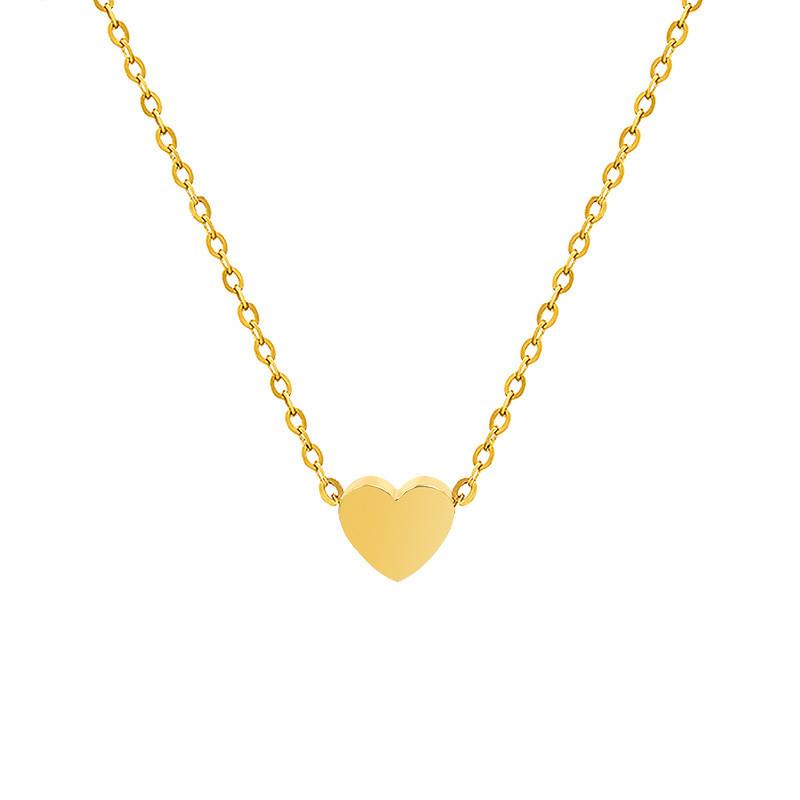 Korean Style Isn Style Choker Small Heart Love Heart Necklace Titanium Steel 18K Golden Collarbone Necklace Jewelry P113