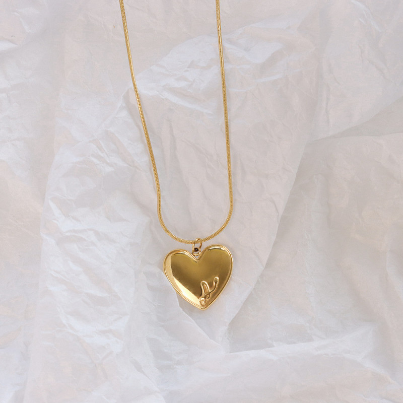 Exaggerated Gold Big Heart Pendant Necklace Women Simple Geometric Heart Long Necklace Secret Message Locket Fashion Jewelry New