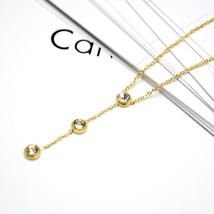 Summer Style Y Design Necklace Pendant Charm CZ Gold Choker Necklace Women Jewelry p053
