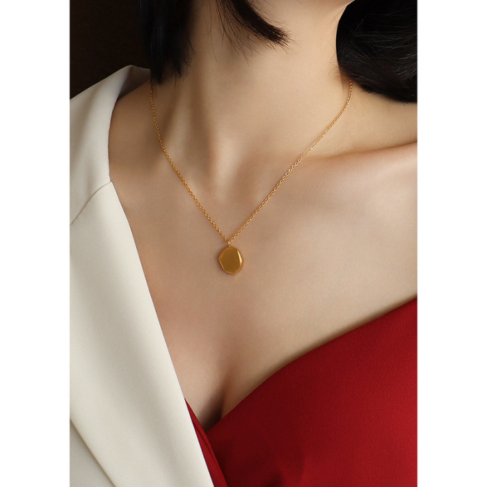 18k Gold Glossy Geometric Irregular Sweater Chain Necklace Collar Statement Necklace for Female Jewelry Gift