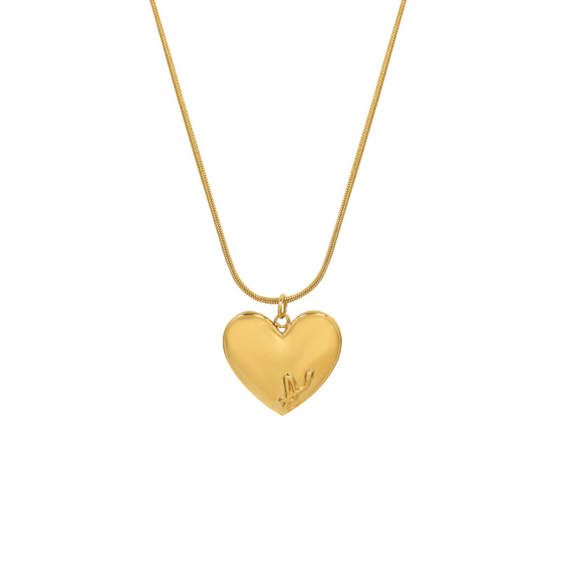 Exaggerated Gold Big Heart Pendant Necklace Women Simple Geometric Heart Long Necklace Secret Message Locket Fashion Jewelry New