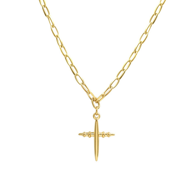 Hip Hop Cross Pendant Necklaces for Men Women Fashion Gold Figaro Chain 316L Stainless Steel Choker Jewelry