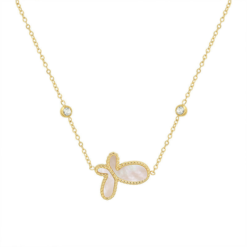 Elegant White Seashell Butterfly Shape Necklace Stainless Steel for Women Gold Plated Fashion Jewelry Gift 2022 Girls Favorite