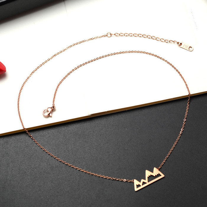 Hollow Triangle Pendants Necklaces For Women Girl Stainless Steel Mountain Hill Choker Geometry Jewelry Travel Gift Wholesale
