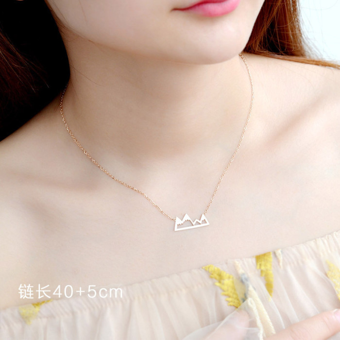 Hollow Triangle Pendants Necklaces For Women Girl Stainless Steel Mountain Hill Choker Geometry Jewelry Travel Gift Wholesale