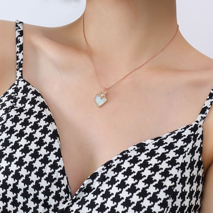 Geometric Irregular Shell Star Pendant Necklace for Women 18k Gold Plated Stainless Steel Bead Chain Necklace Chokers