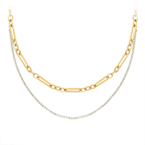 Long Double Layer LadIes Necklaces Fashion Jewelry Sweater Zircon Chain Long Necklace for Women