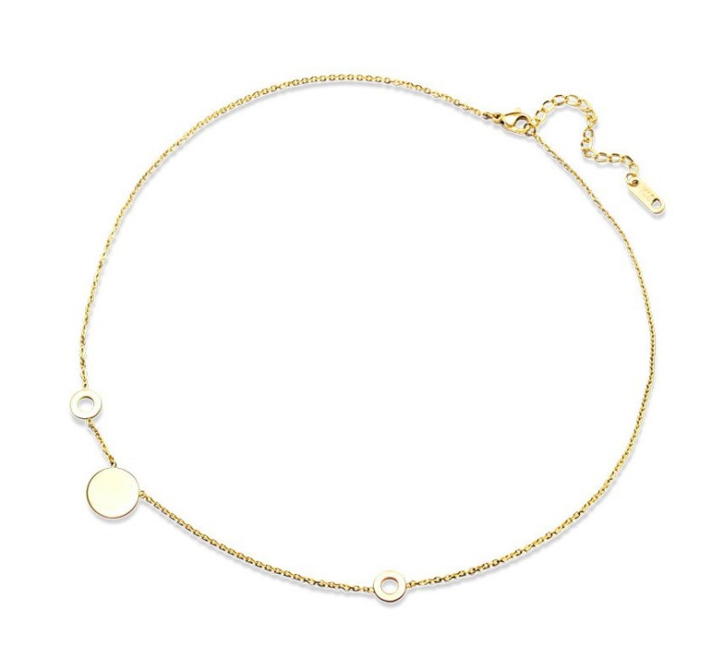 Hollow Round Circle Necklace Women Choker Necklace Gold Color Collar Chains Jewelry Gifts