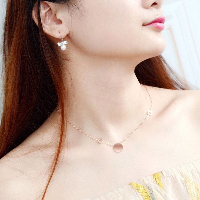 Hollow Round Circle Necklace Women Choker Necklace Gold Color Collar Chains Jewelry Gifts